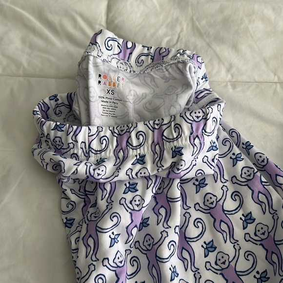 Roller Rabbit Monkey long sleeve pajamas in lavender size XS NWT - Picture 4 of 4